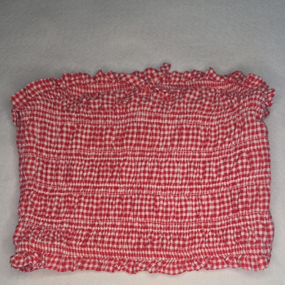 Red And White Checkered Tube Top Crop Top Full Tilt Size XS Stretch